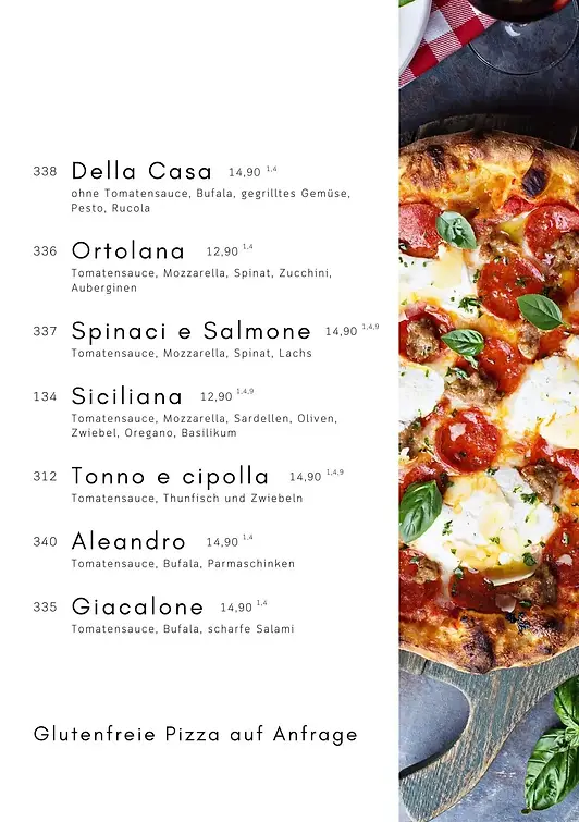 Restaurant Wiesloch, Trattoria Italia, Italiener Wiesloch, Italiener Walldorf, Italiener Nussloch, italienisches Restaurant, Speisekarte mit verschiedenen Pizzasorten