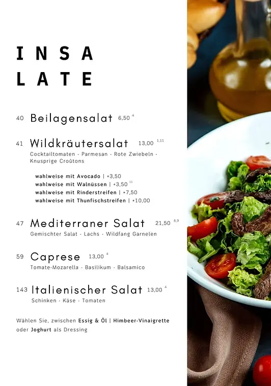 Restaurant Wiesloch, Trattoria Italia, Italiener Wiesloch, Italiener Walldorf, Italiener Nussloch, italienisches Restaurant, Salat