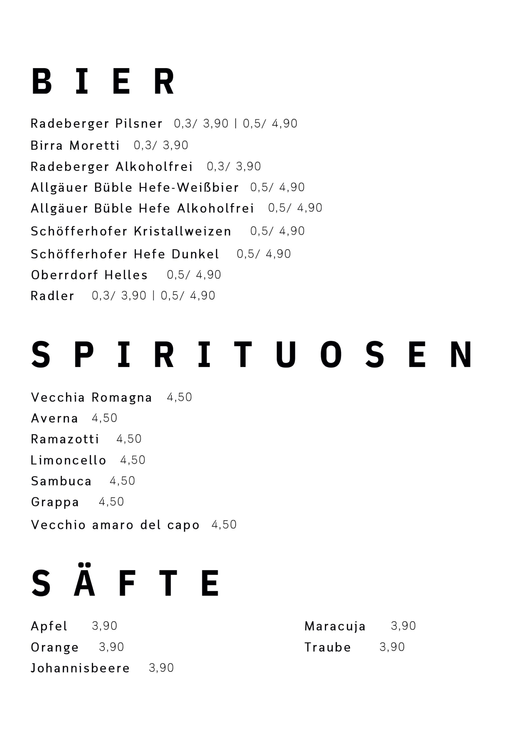 Restaurant Wiesloch, Italiener Walldorf, Italiener Nussloch, Bier, Säfte, Spirituosen