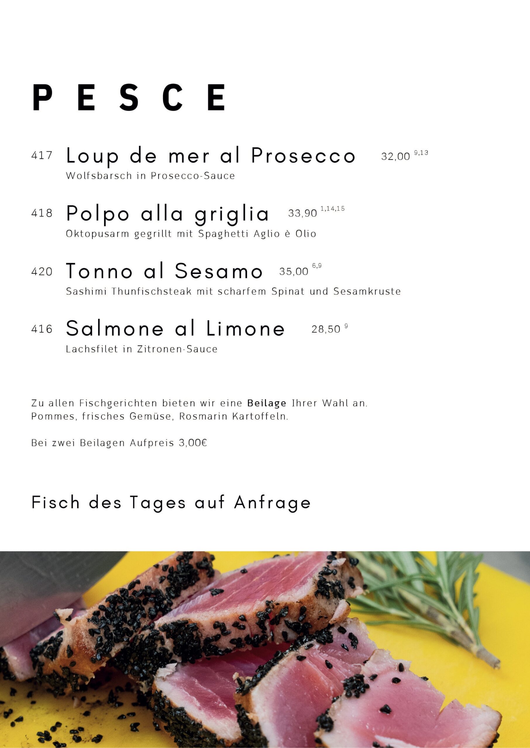 Italienische Fischgerichte und Thunfischsteak in Wiesloch. Restaurant Wiesloch, Italiener Walldorf, Italiener Nussloch