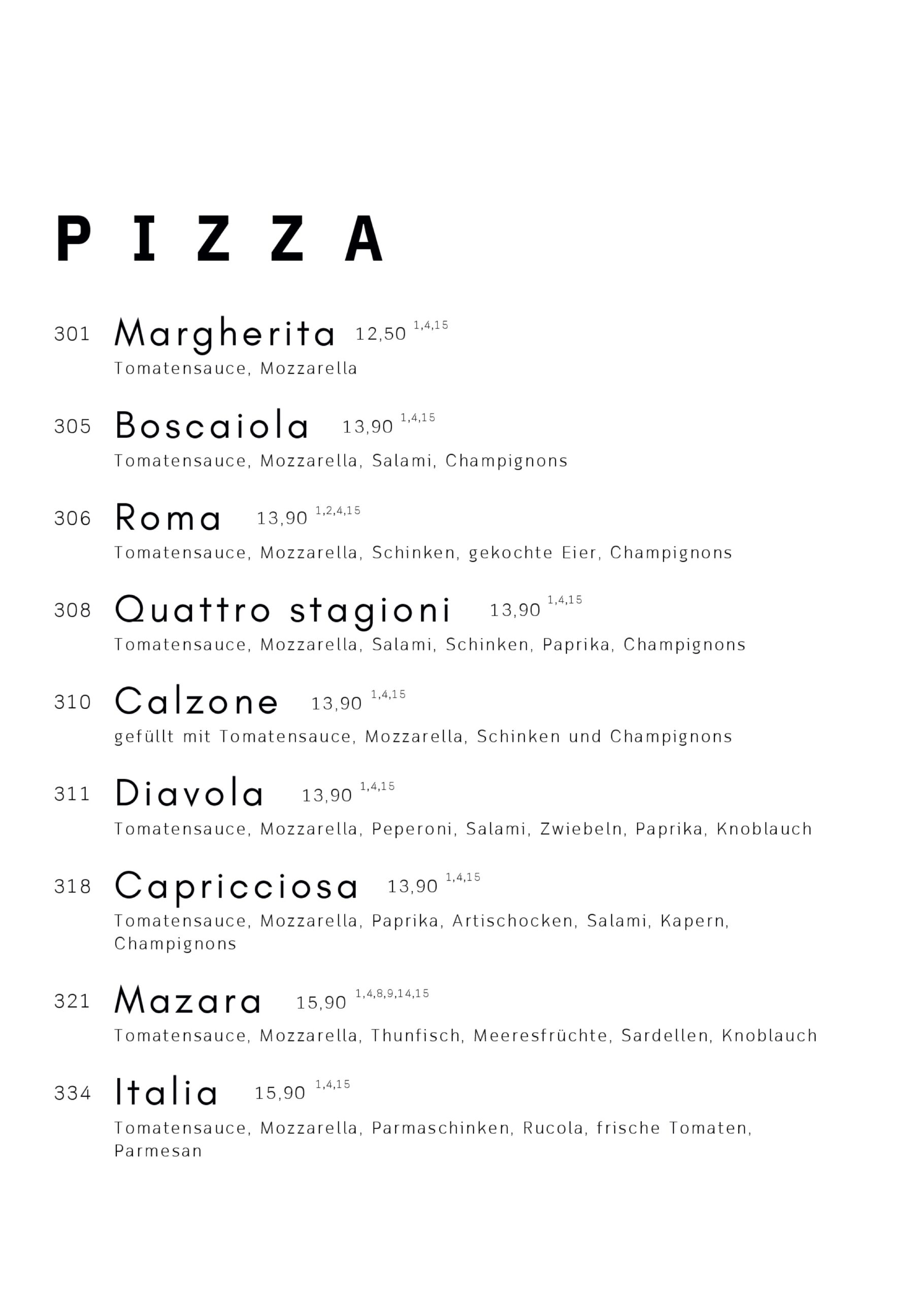 Italienische Pizza in der Trattoria Italia Wiesloch