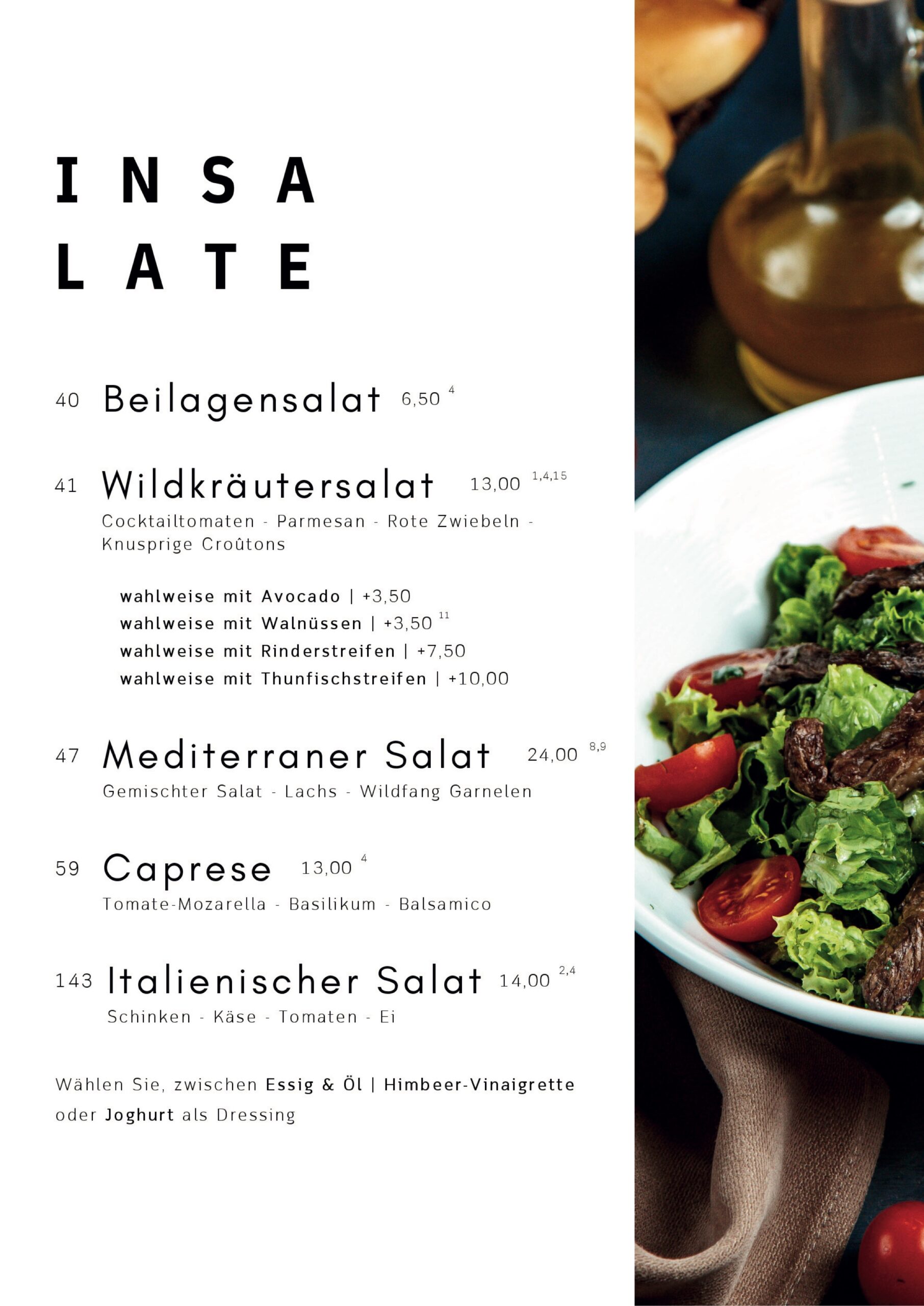Frische Salate in der Trattoria Italia. Restaurant Wiesloch, Italiener Walldorf, Italiener Nussloch